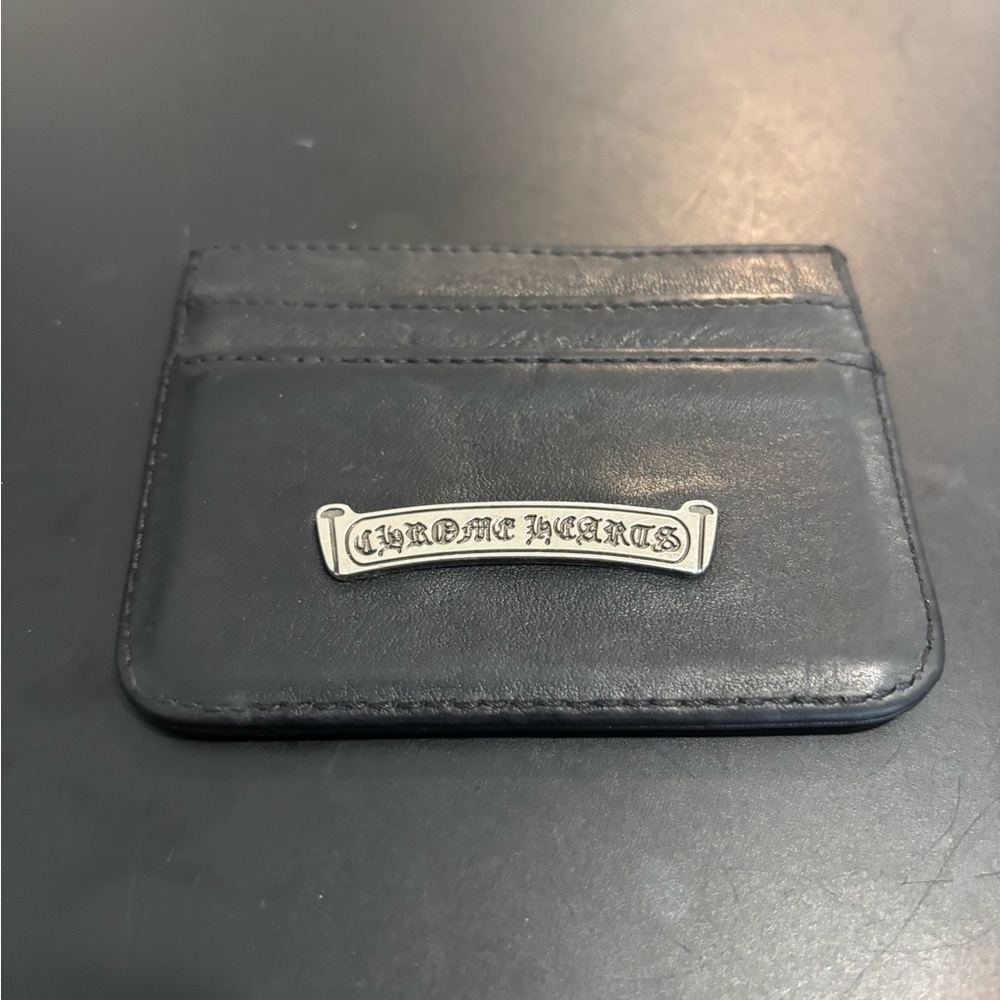 Chrome Hearts Black Leather Card Holder